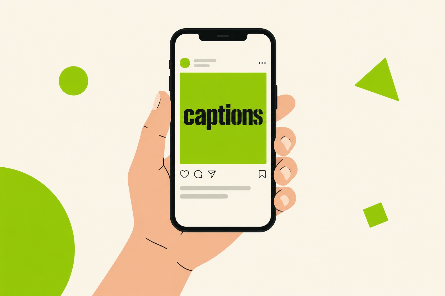 Hand holding a phone showing a brat caption posted on social media