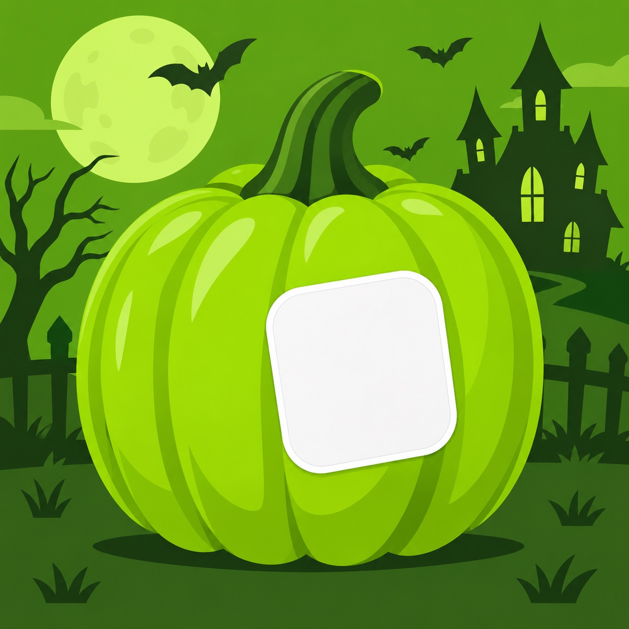 A green pumpkin with a die-cut style brat sticker