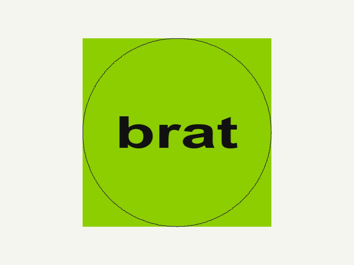 A dashed circle overlay showing how apps crop a brat square into an avatar