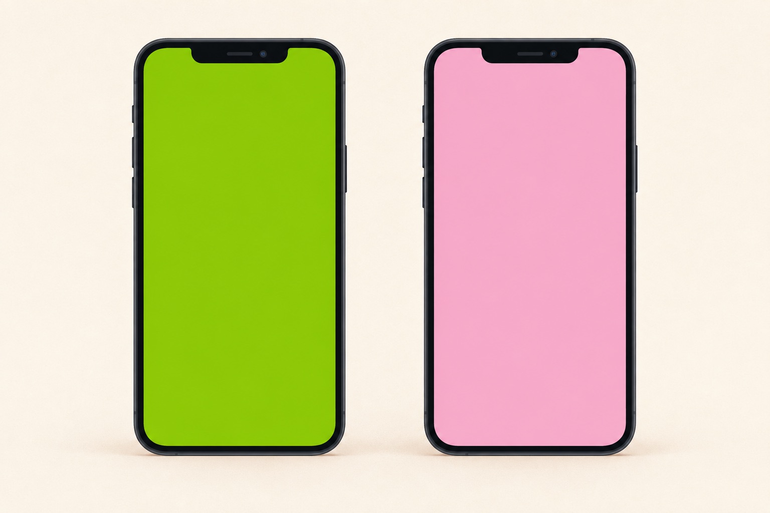 Two phones side by side showing green and pink brat avatars